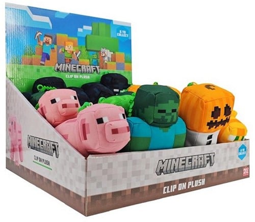 7290120511163 – Set di 18 peluche Minecraft Bagclip da 13 cm – 6 modelli assortiti su licenza ufficiale