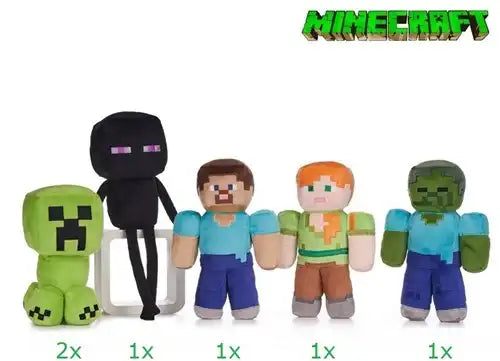 5038104012044 – Colis de 6 pcs Minecraft Peluche Series 1 (5 assortis – 30 cm)
