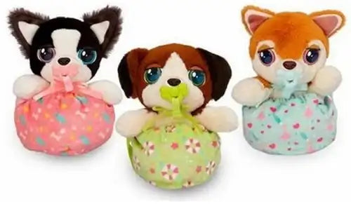 8421134922396 – Mini chien en peluche Baby Paws avec son 15 cm dans un sac (colis de 6 pcs en présentoir) dispo Simcha.fr