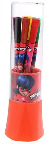 5050565256348 – Lot de 24 pcs Miraculous Stylos 8 pièces en tube 5x17cm – Grossiste Miraculous