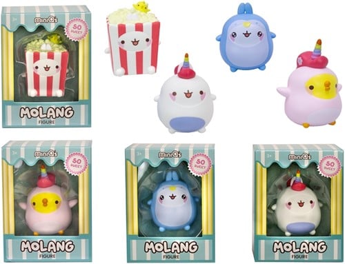 5056474214431 – Lot de 4 figurines Molang MiniQs – 8 cm – En boîte 9x12 cm – 4 modèles assortis