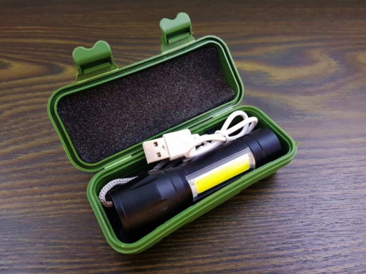 Lampe de poche COB en aluminium 9,5 cm rechargeabl