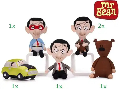 5038104010545 – Colis 6 pcs Peluches Mr Bean – Assortiment 5 modèles 26 cm