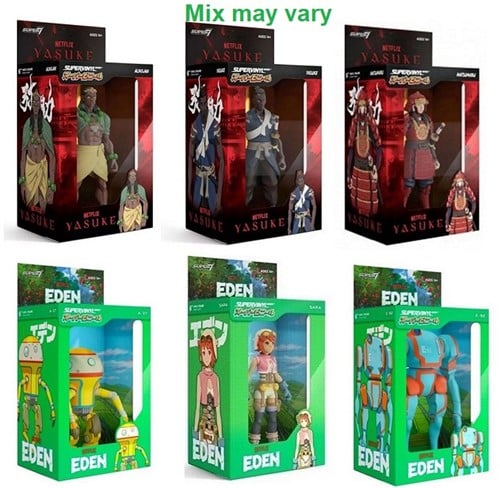 840049814066	FEV129	lot de 12 pcs : Netflix Yasuke / Eden Supervinyl action figure assortis 12x22cm