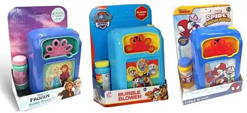 Paw Patrol, Disney Frozen, Marvel Spidey Bubble Blower 3 assortis 15,5x21,5cm