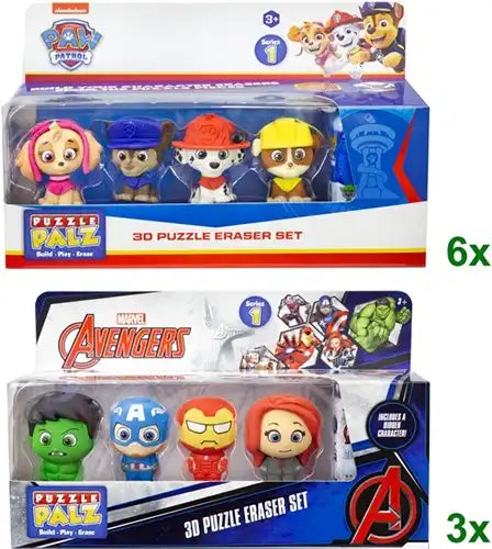 33860001351000000800 – Paw Patrol / Marvel Puzzle Palz 3D Puzzle Gum 5-Pack (colis 9 pièces)