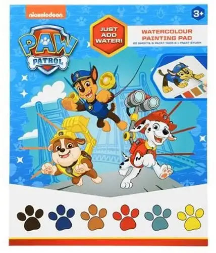 5056356785257 – Paw Patrol Watercolour Painting Pad 16,5x20cm (colis de 3 pcs) dispo Simcha.fr