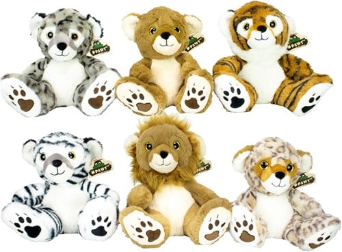 8718668596156 Lot 6x peluches chats sauvages 18cm assortis
