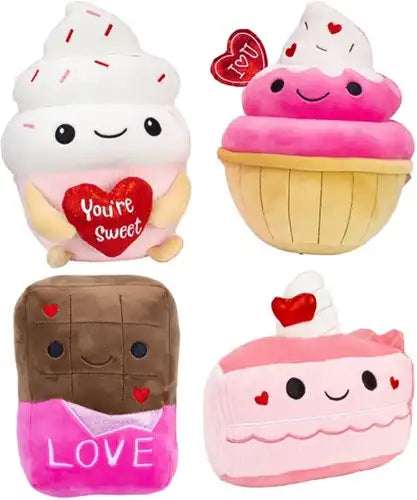 8718668596217 – Peluches Saint-Valentin “Sweetys” 20–25 cm (lot de 4 assorties) ultra douces à message