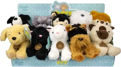 8410779650009 – Colis de 20 pcs : PFF Pets Friends Forever Peluches Chiens et Chats 18 cm – 10 modèles assortis en présentoir