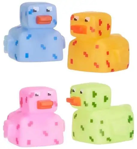 5038104659157 – Lot revendeur de 48 pcs Pixel Duck 6x5cm 4 assortis in display – Vente en gros canards pixel rétro