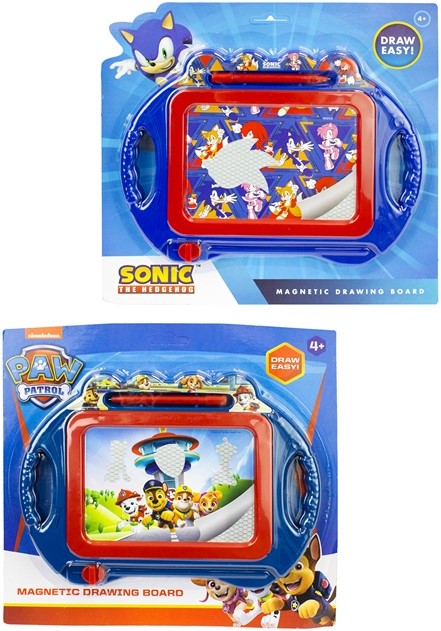 Planche à dessin magnétique XL 2 assorties Paw Patrol / Sonic 26,5x25,5cm