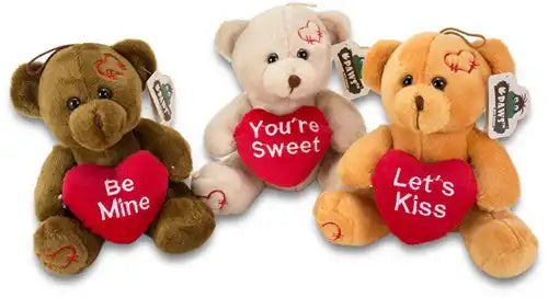 8718668303488 – Lot de 6 pcs Peluches Ours avec cœur 3 assortis 20 cm – Grossiste peluches