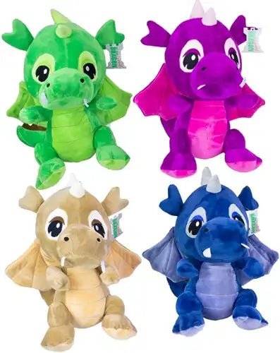 8718668302535 – Colis de 4 pcs : Peluches Dragon assorties 23 cm – Grossiste Peluches Fantastiques