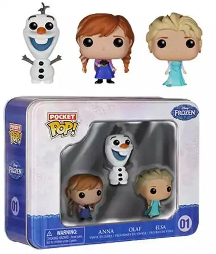 849803047979 – Lot revendeur 6 pcs POP! Frozen Pocket Tin 3-Pack (Elsa, Anna & Olaf) 14×18 cm