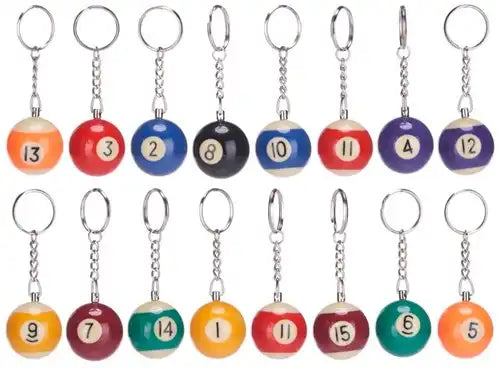 5038104615672 – Porte-clés Pool Ball 3,2 cm – Lot de 16 assortis en display