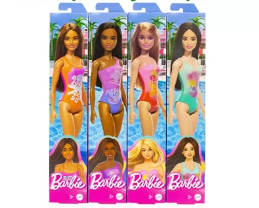 Lot de 4 pièces Poupée Barbie en tenue de plage 6,5x32,5cm - B1561