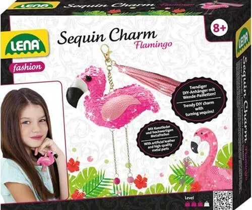 Lena Fashion Sequin Charm Flamingo 17x20cm