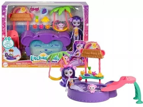 DD88 Enchantimals Sunshine Beach Playset Piscine à singes 25,5x33cm