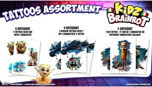 8436561095605 – Sac surprise Kidz Brainrot avec cartes holographiques & tatouages (colis de 15)