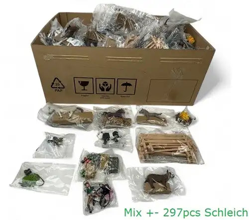 4059433350370 – Lot de 297 pcs Schleich coffret mixte Wild Life / Horse Club / Dinosaurs / Farm World figurines + accessoires – Grossiste Schleich