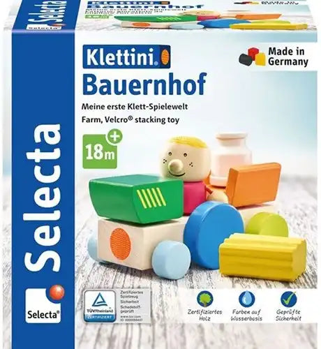 Schmidt Selecta Jouet en bois Klettini Bauernhof 17x17cm (Langue : allemand)