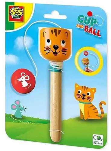 SES Chat en bois attrape-balle 15x20cm