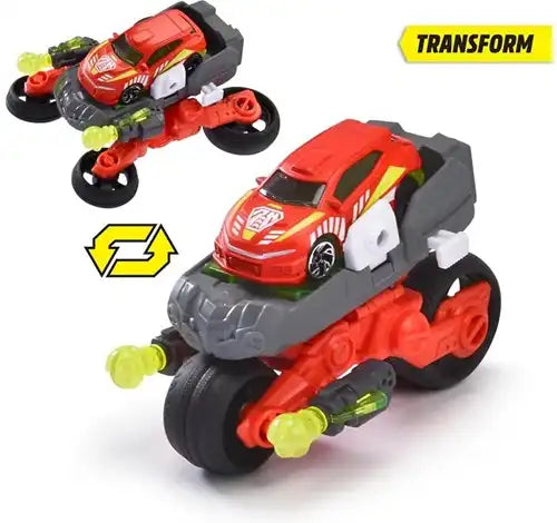 4006333082405 – Colis de 1 pc Simba Véhicule Die-Cast Drone Bike 10,5×20 cm – Moto transformable avec fonction de tir – Jouet officiel Simba
