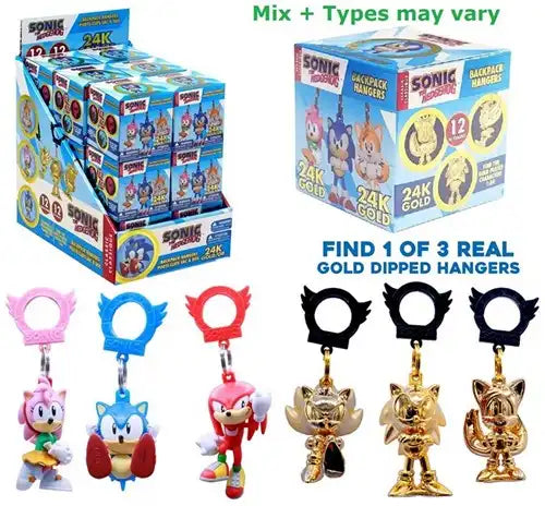 754590834728 – Lot revendeur de 18 pcs – Vente en gros Sonic Backpack Hanger Blindbox assorti
