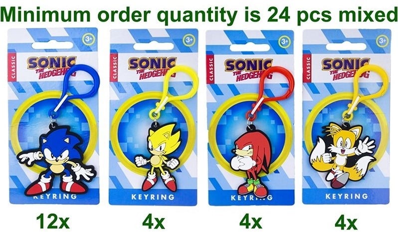 Sonic Porte-clés 2D PVC 4 assortis 7x15,5cm