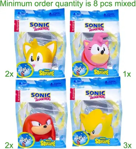 793591249582 – Sonic the Hedgehog Mega Squishme 15,5 x 22 cm (4 modèles assortis, colis de 8 pcs) dispo Simcha.fr