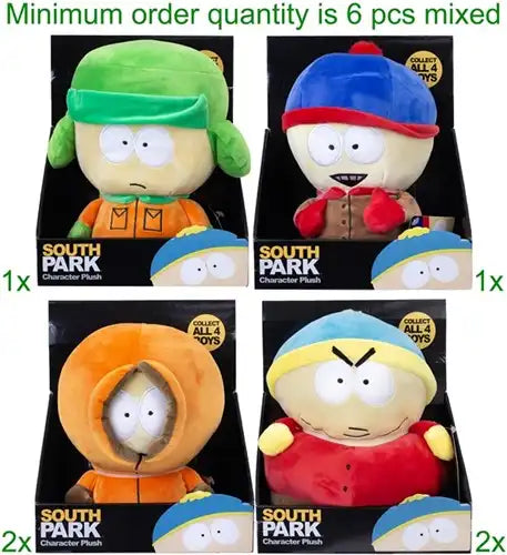 5056474208447 lot de 6 South Park Peluches assorties 25 cm sur plateau box 22x27 cm – Grossiste produits dérivés South Park