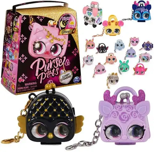 778988492420 lot de 11 Spin Master Purse Pets Luxey Charms Night &amp; Day Divas assortis 10x10 cm en display – Grossiste jouets interactifs et accessoires mode enfants