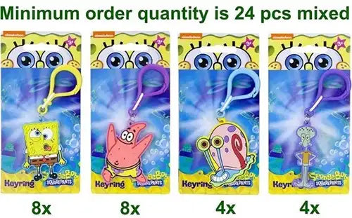 5056474208089 – Spongebob Porte-clés 2D PVC 7 x 15,5 cm (4 modèles assortis, colis de 24 pcs) dispo Simcha.fr