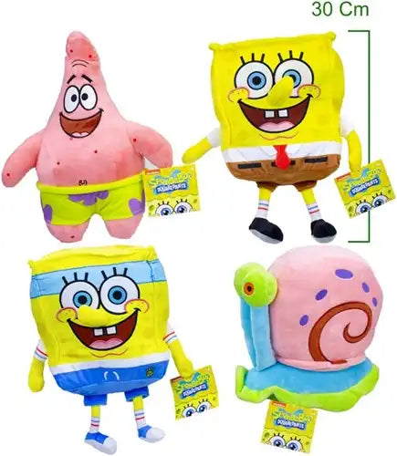 5056356789637 lot de 4 Spongebob Squarepants Peluches assorties 30 cm – Grossiste peluches Nickelodeon