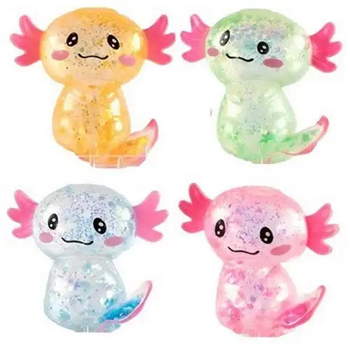 8720847744784 – Squeeze Axolotl Glitter 9 cm (3 assortis en présentoir, colis de 12 pcs) dispo Simcha.fr
