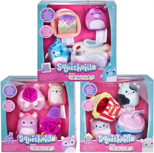 191726387510 – Squishmallows Squishville Mini Playset avec accessoires 3 assortis 18,5x19cm (colis de 6) dispo Simcha.fr