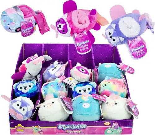 0191726383666 – Colis de 12 pcs : Squishmallows Squishville Peluche Véhicule assorti 5 cm en présentoir – Grossiste Squishmallows