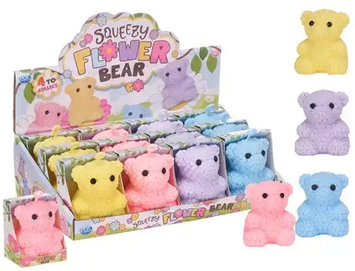 5038104658235 – Confezione rivenditore 12 pezzi Squishy Flower Bear 9,5 cm (4 modelli assortiti in esposizione) 