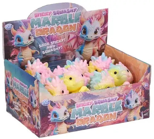 5038104659102 – Lot revendeur de 12 pcs Sticky Squishy Marble Dragon 12cm assorti in display – Vente en gros