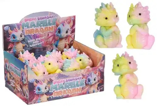 5038104659102 – Lot revendeur de 12 pcs Sticky Squishy Marble Dragon 12cm assorti in display – Vente en gros