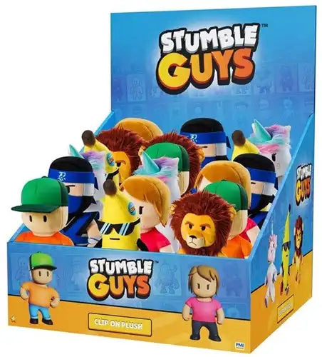 7290117589533 – Colis de 18 pcs : Stumble Guys Peluche Bagclips 13 cm 6 assortis en présentoir – Grossiste peluches