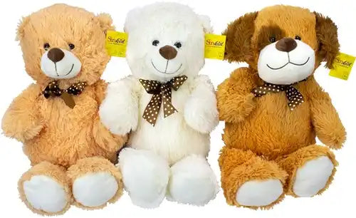 4016833396957 – Sunkid Peluche Ours / Chien assis 55 cm (3 modèles assortis, colis de 3 pcs) dispo Simcha.fr
