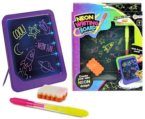 8719904480598 Tableau écriture Neon Glow lumineux + feutre + éponge 21x26cm