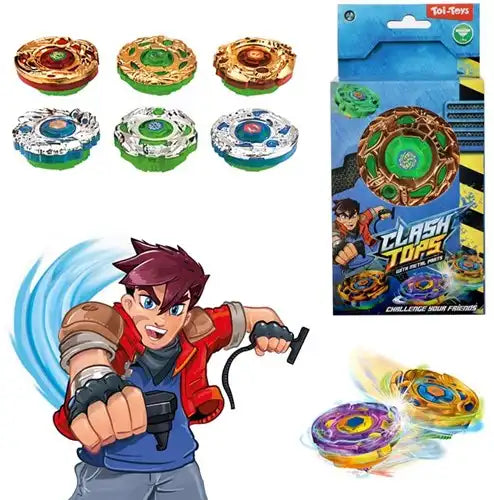 8714627010077 – Toupie Métal Gyro Battle avec Tireur – Colis de 24 pièces (6 modèles assortis)