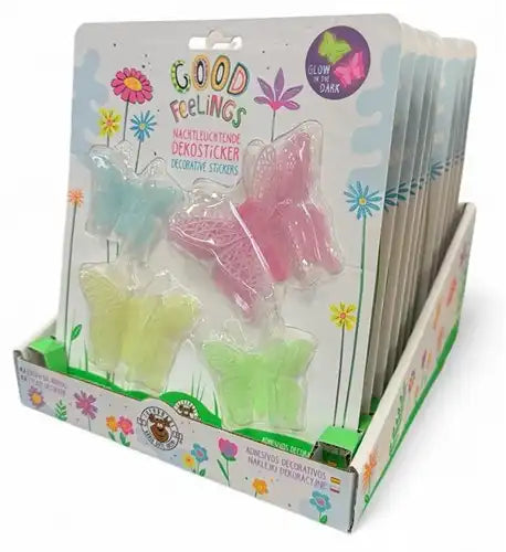 Colis de 12 pièces – 4032722965004 – Vente en gros Trendhaus Good Feelings stickers papillons 3D Glow in the Dark (4-Pack)