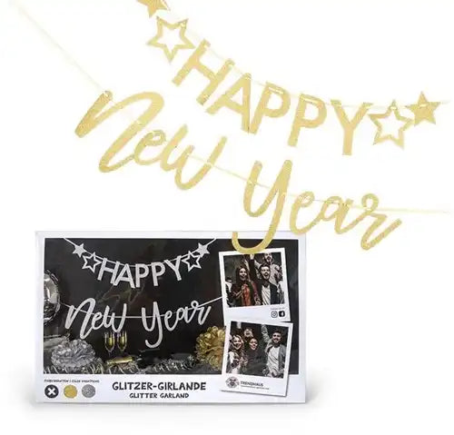 4032722833945 – Trendhaus Party Guirlande de Paillettes 250 cm "Happy New Year" (colis de 12 pièces)