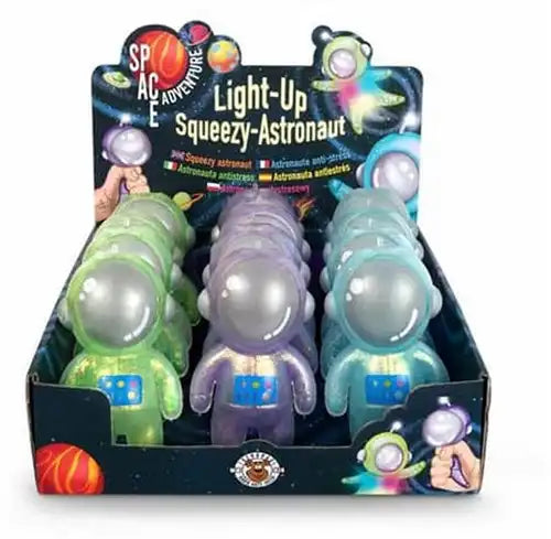 4032722963512 – 12 pcs Lot revendeur Trendhaus Space Adventure Astronautes Squeezy lumineux 11 cm