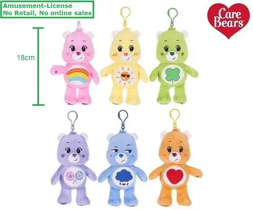 5038104074196 – Colis de 6 pcs : Peluches porte-clés Bisounours “Unlock the Magic” assorties 14 cm – Grossiste Care Bears