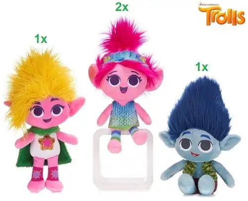 5038104032325 – DreamWorks Trolls 3 Peluche 25,5 cm, economici, in un set di 4 assortiti 